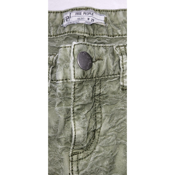 Free People Womens Size 29 Olive Green Textured 5 Pocket Ankle Jeans - Picture 4 of 7
